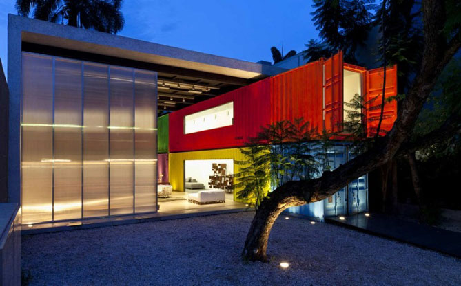 shipping container house outside