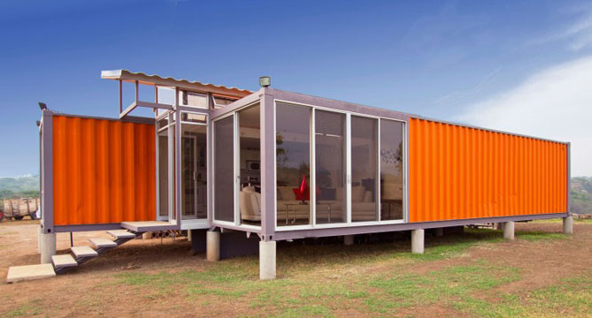 front of shipping container home