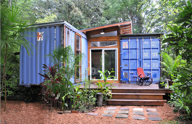 shipping container house front