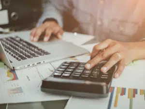 calculator and laptop