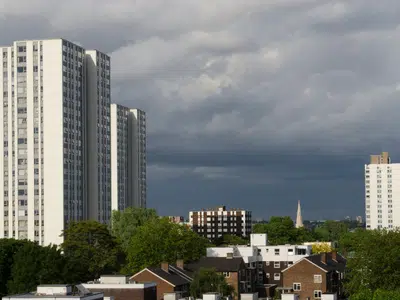 block of flats dark sky