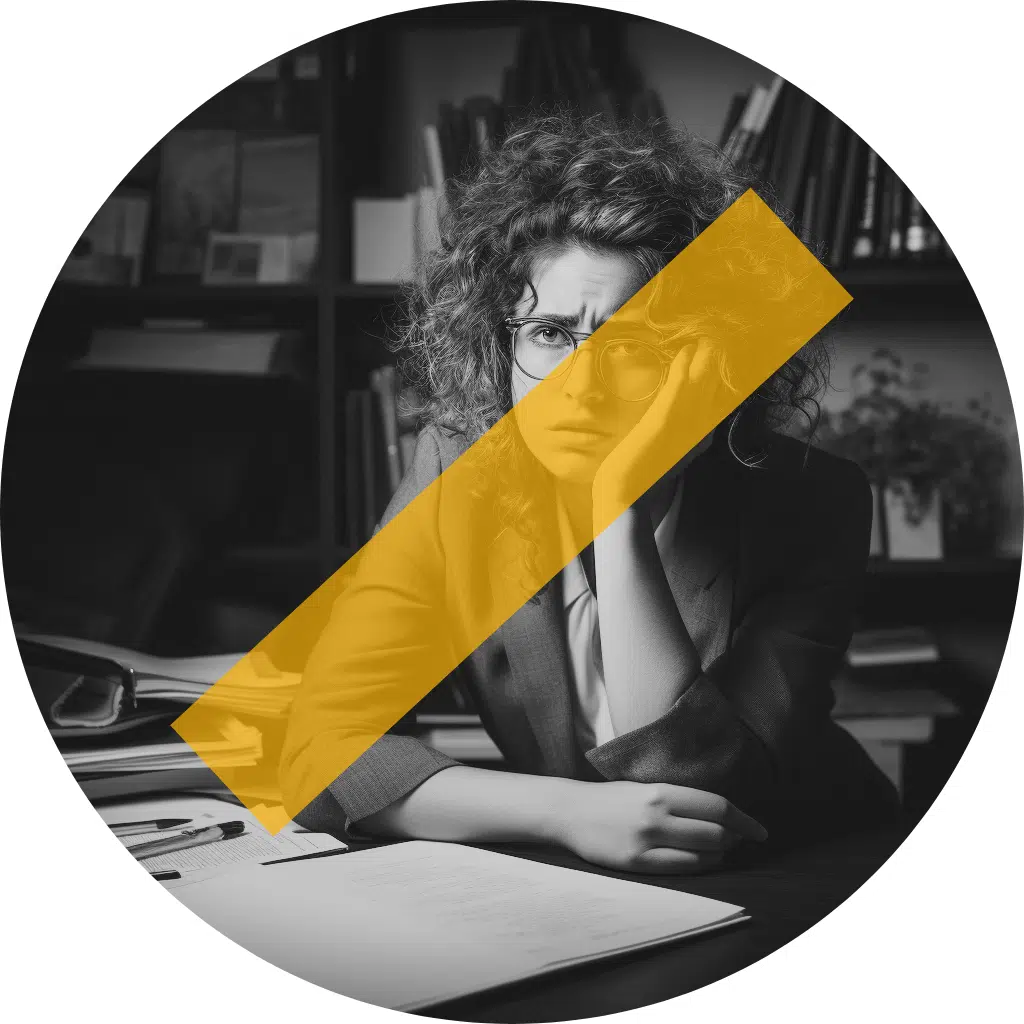 woman in black and white photograph looking stressed